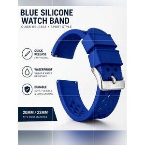 Barton Blue Silicone Watch Band 18mm Quick Release Sport Strap Waterproof
